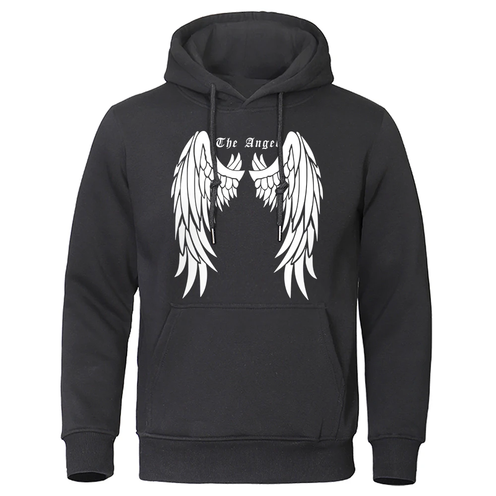 

The White Wings Of Angels Printing Hoodies Man Creativity Pullover Streetwear Crewneck Casual Hoodie Autumn Pocket Hoody Male