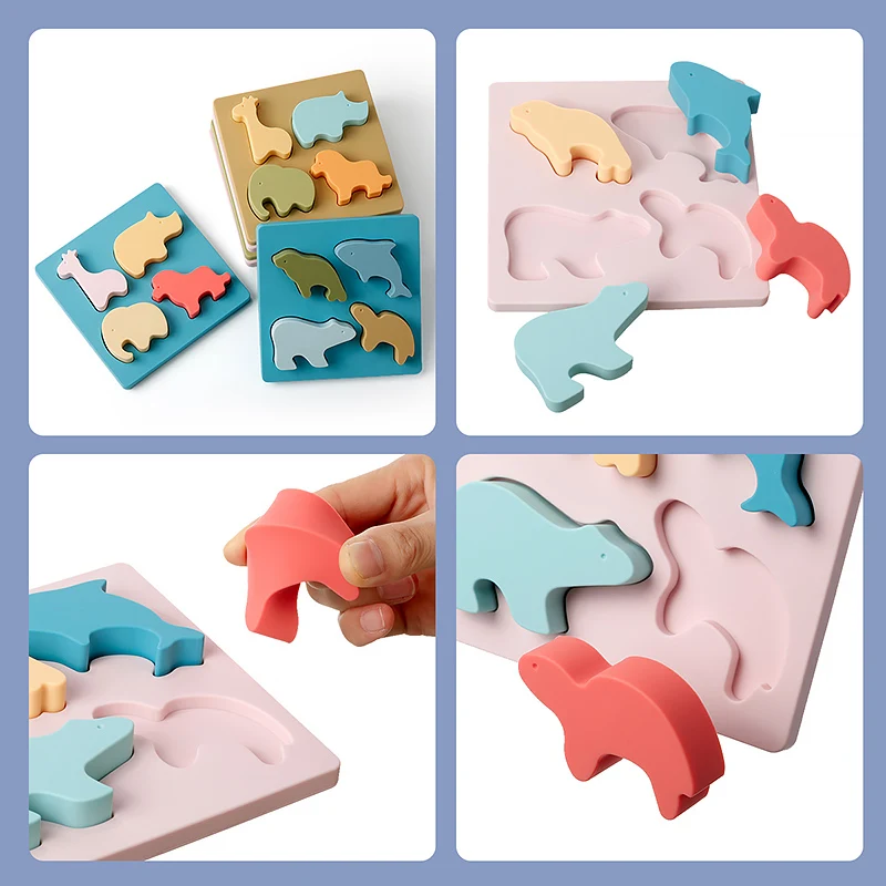 Silicone Teether Baby Animal Nested Stacked Early Educational Toy For Kid Gift Food Grade Silicone Children's Goods Kid Teething for educational toys