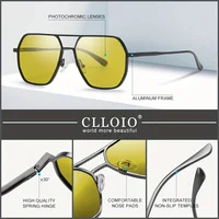 CLLOIO Anti-glare Day Night Vision Glasses Men Women Polarized Driving Sun Glasses Square Aluminum Photochromic Sunglasses UV400 4