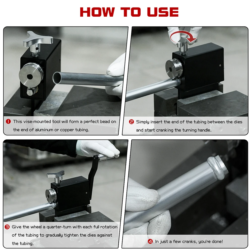 Pipe Tubing Beader Tool Manual Bead Roller Tube For 5/8" or Larger ID Tubing Intake and Intercooler Piping Crimping Tool car piping tool