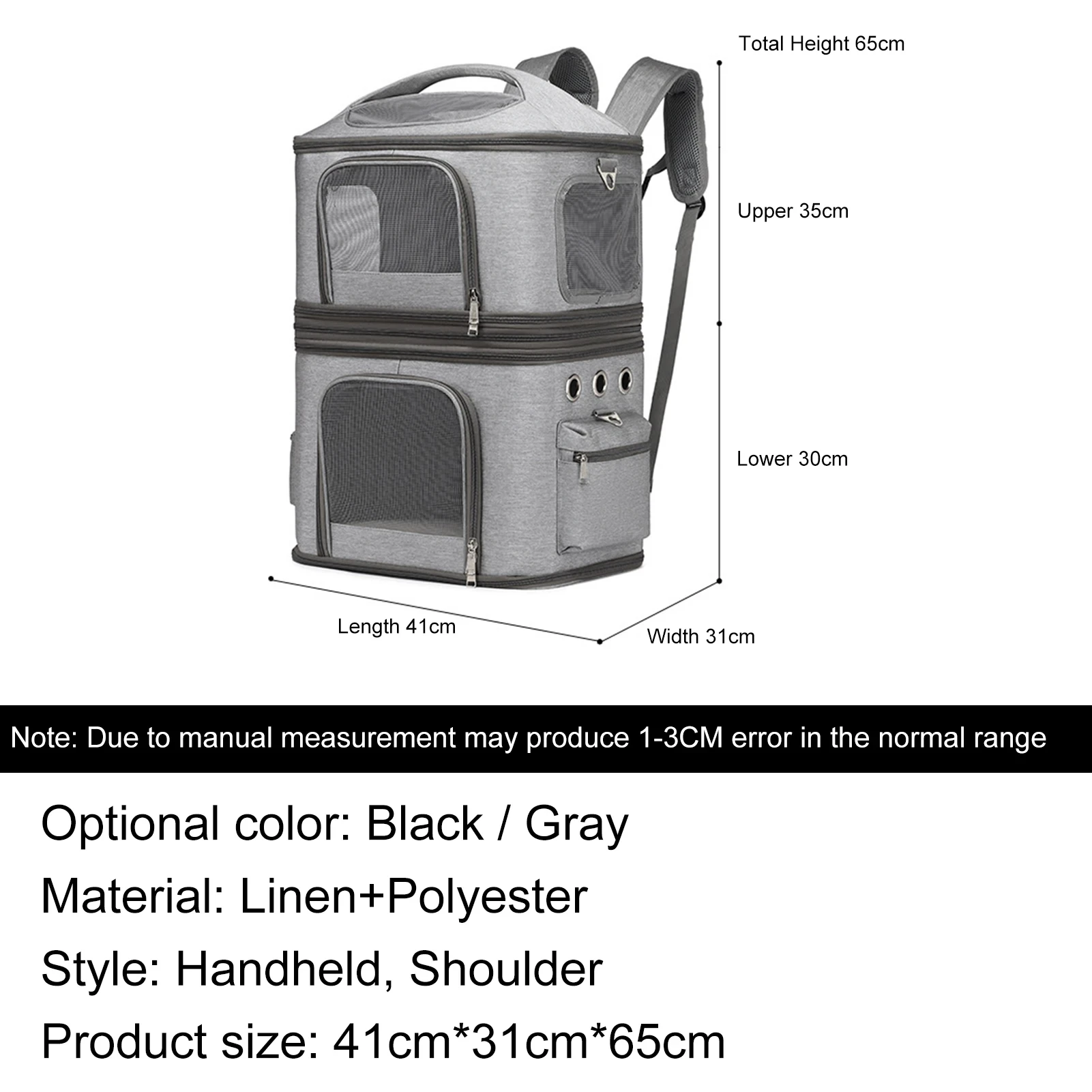 Double Layer Pet Backpack Oxford Cloth Portable Large Capacity Carrier Bag Can Accommodate Two Cat Outdoor Travel Cat Bag pet carrier bag pet carrier backpack pet bag