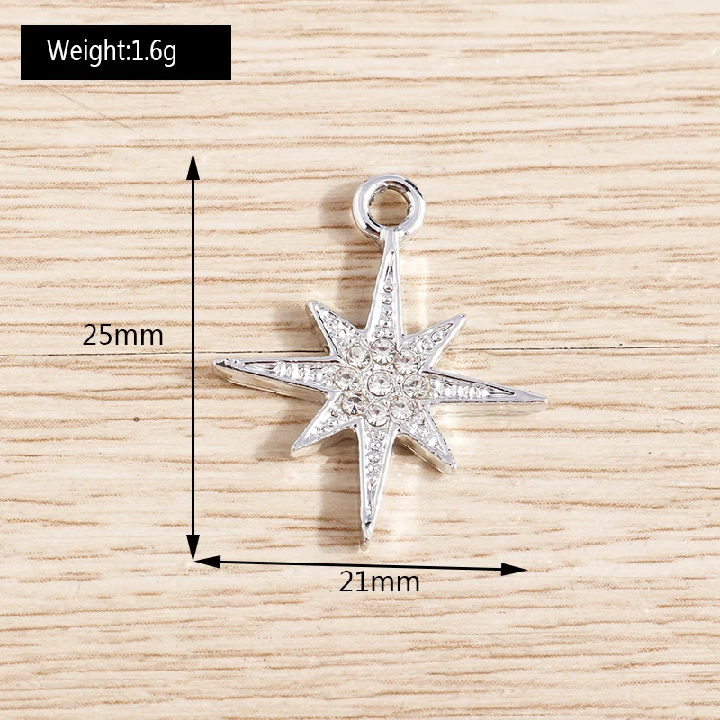 Tusember 10 Stück 21 x 29 mm ausgezeichnete Kristall-Polaris-Sterne-Anhänger für Armbänder, Halsketten, Ohrringe, Sterne-Anhänger, Damenschmuck, Geschenke – Detail 14