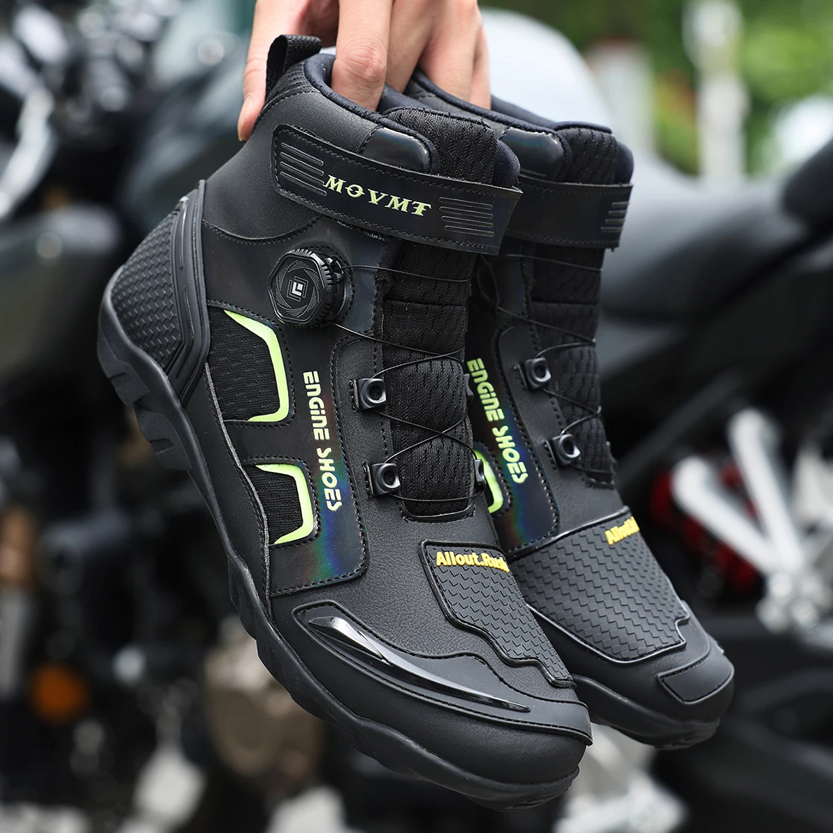 Men Motorcycle Boots Leather Motos Breathable Anti Slip Wear-resistant Riders Boots Motorbike Racing Ankle Length Shoes