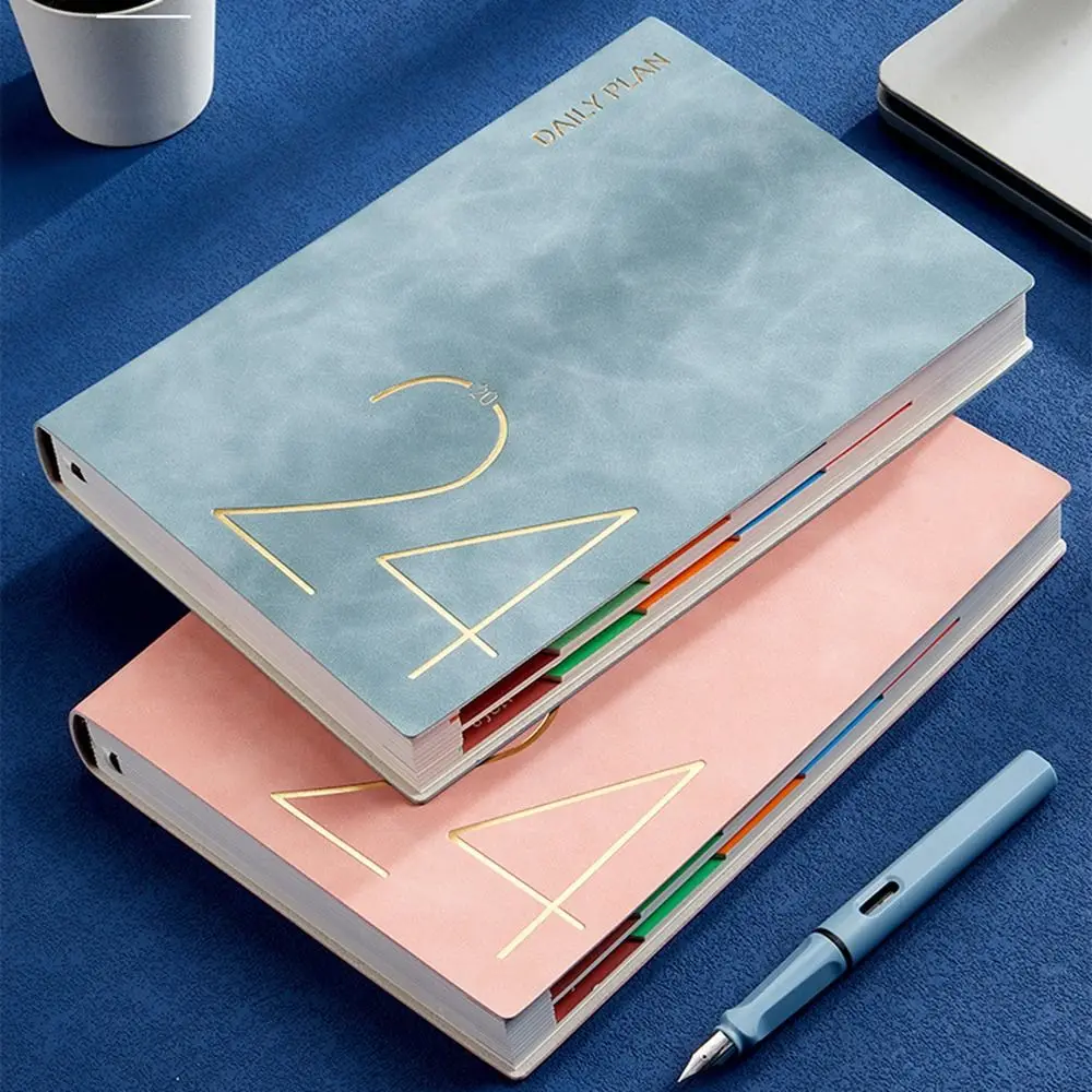 

2024 Calendar Book English Agenda Daily Planner Simple Business Notebook Work Thickened 352pages Notepad