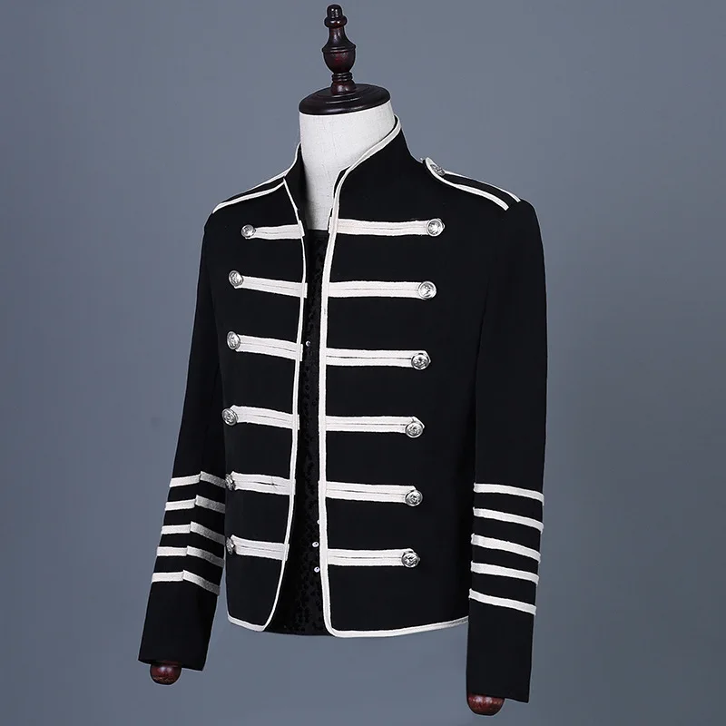 Men's Unique Gothic Steampunk Red Black Parade Military Marching Band  Drummer Jacket Goth Punk Emo (Small) : : Fashion