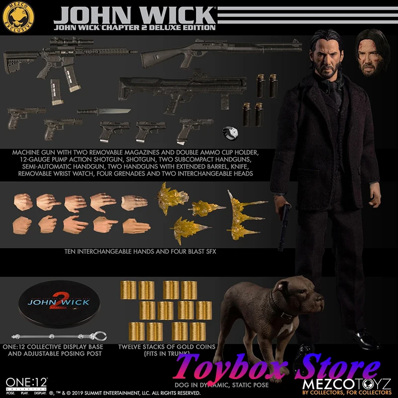 

Mezco Deluxe Edition 1/12 Scale John Wick Collectible Male Action Figure Movie Keanu Reeves Simulation 6" Full Set Model Toys