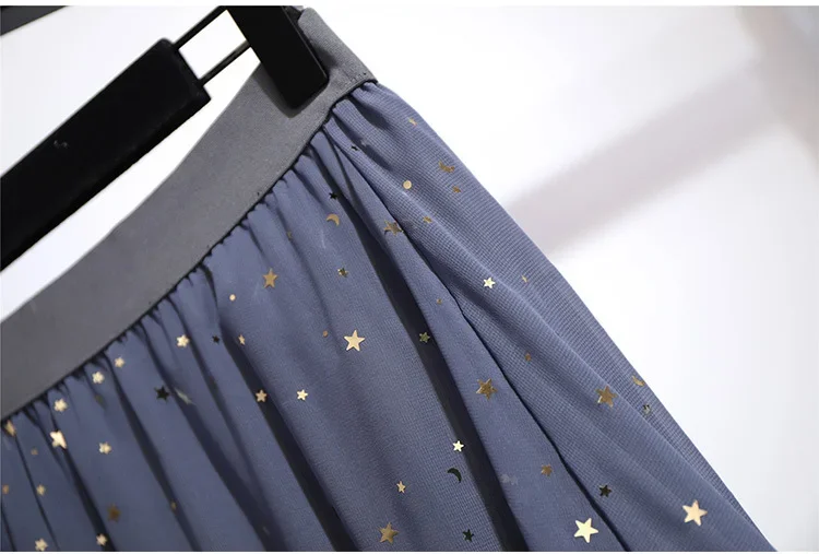 Plus Size Skirts for Womens Sequin Layered Dress Mid-length Woman Skirts Large Size Grenadine Skirt