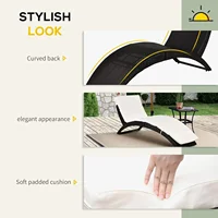 2025-NewPatio Foldable Wicker Chaise Lounge, PE Rattan Outdoor Lounge Chair, Bed with Cushion for Garden, Backyard, Lawn, Beige 5