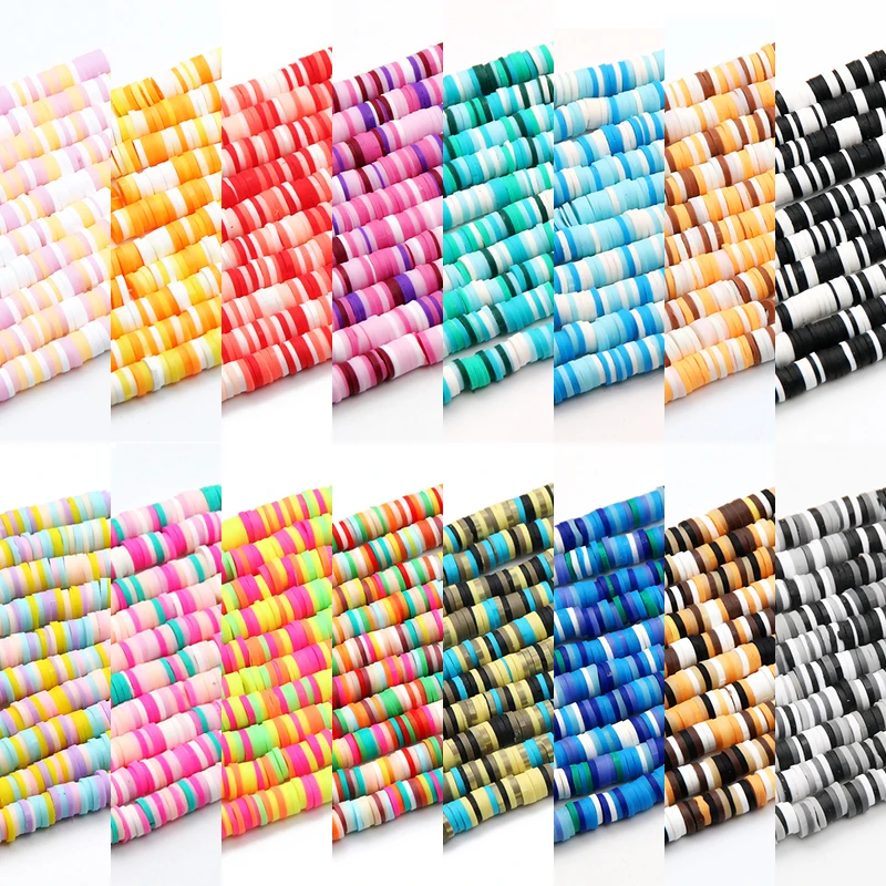 

4/6mm Mixed Color Polymer Clay Chip Boho Slice Beads For Jewelry Making Necklace Bracelet DIY Accessories About 330-350pcs/Line