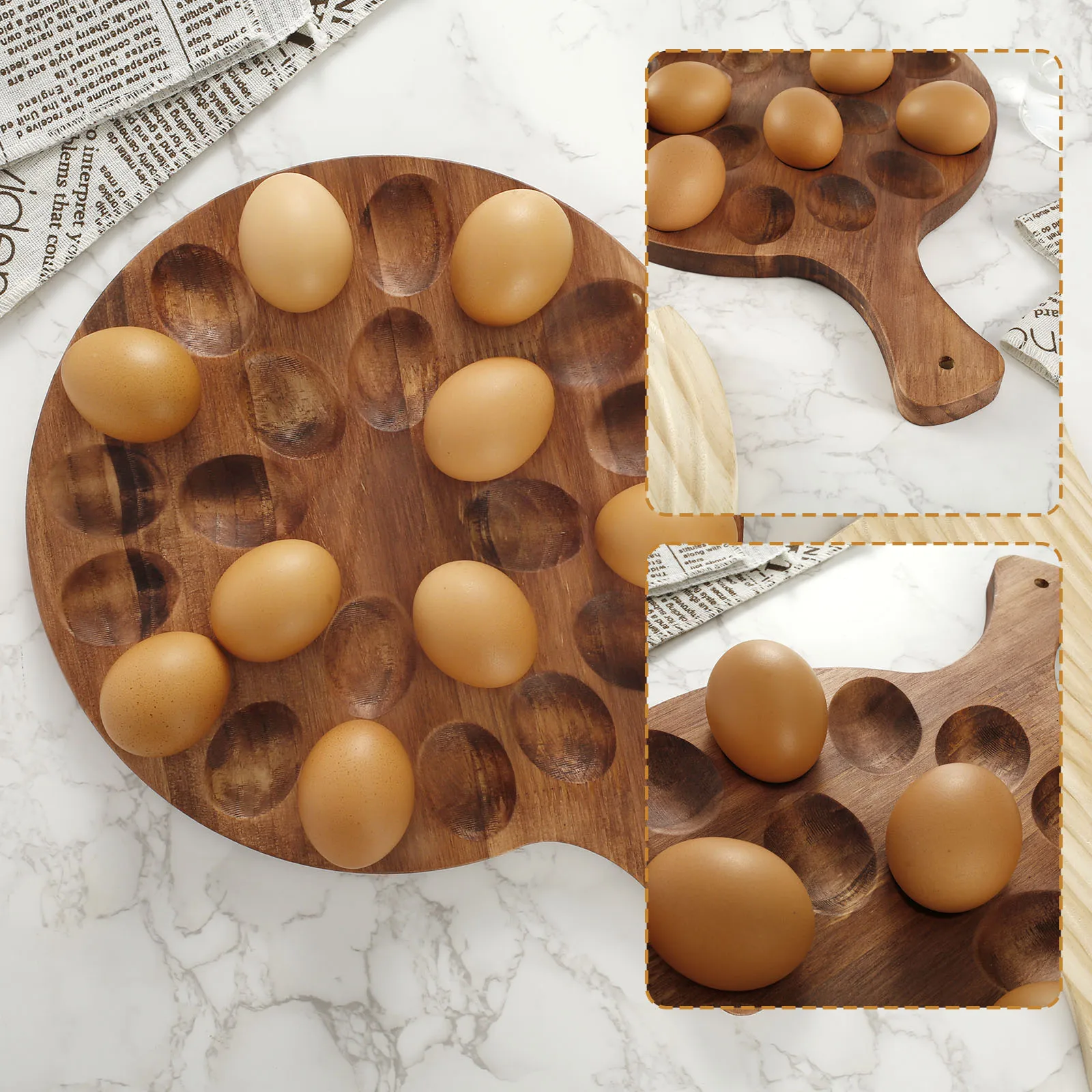 6/24 Holes Wooden Egg Tray Household Egg Storage Holder Kitchen Refrigerator Cooking Organizer Space Saving for Tabletop Display 2