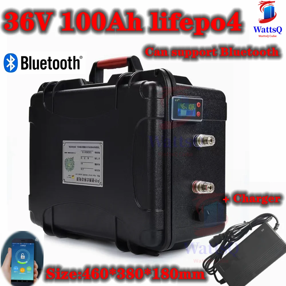 

Литий-железо-фосфатный аккумулятор 36 В, 3500 ач с bluetooth BMS для фосфатного велосипеда, скутера, лодки с зарядным устройством 10 А