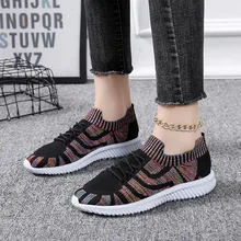 

TOPHQWS Women Sports Shoes Spring 2022 Breathable Weave Sneakers Women Vulcanized Flat Shoes Casual Slip On Running Shoes Female