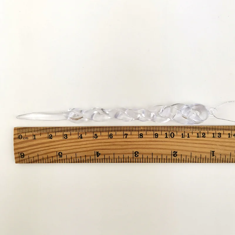 (12Pcs/pack) 12cm  Plastic Transparent Long Ice Cone Christmas Decorations For Handmade DIY Home Decoration Christmas Tree