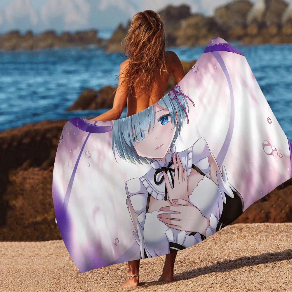Re Zero Rem Anime Beach Swimming Towel Soft Absorbent Washcloth Children's Gifts for Kids Travel Camping Gym 5