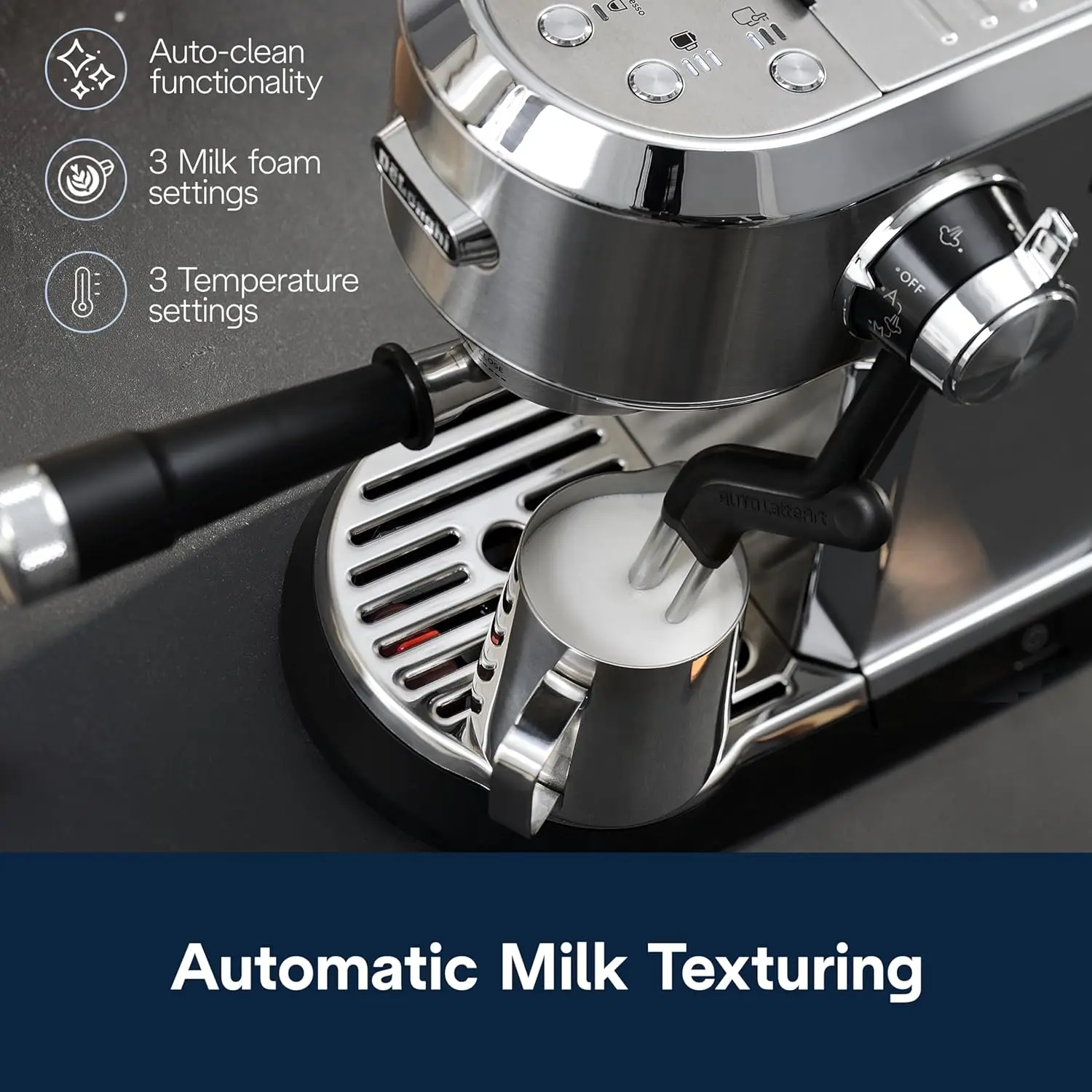 Dedica Maestro Plus Espresso Machine with Automatic Steam Wand for Latte, Cappuccino, Coffee, Stainless Steel, EC950M 2