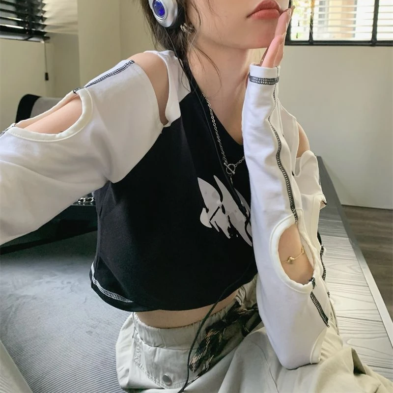 

Блузка женская с открытыми плечами, в стиле K-POP