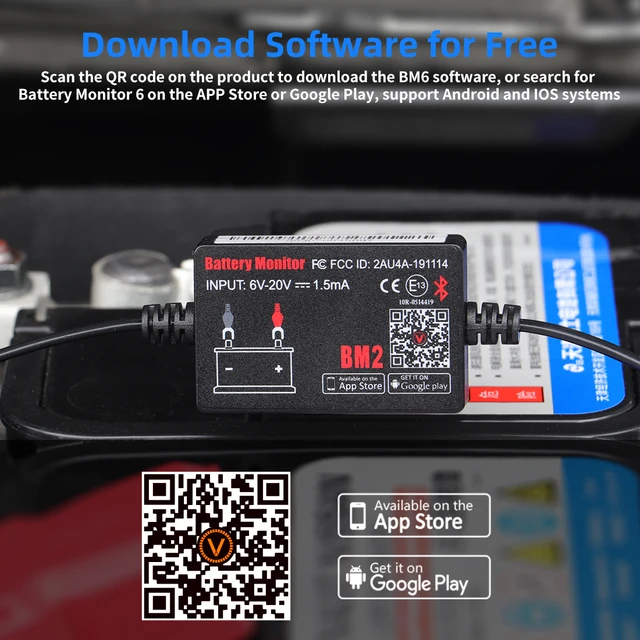 2023 Hot QUICKLYNKS Bluetooth 4.0 BM2 12V Battery Monitor Car