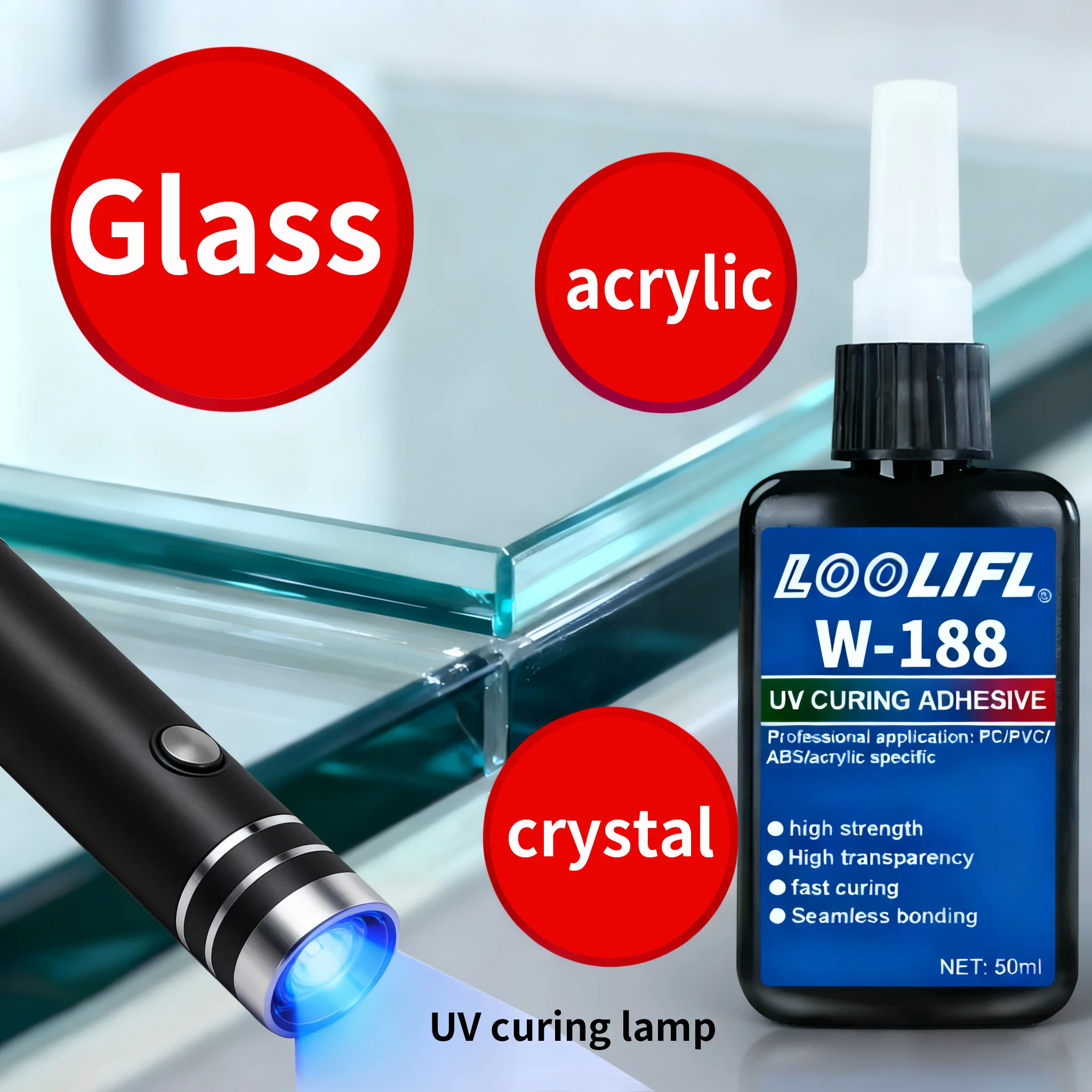 UV Resin Kit 50g with Light 5-second Fast Curing UV Glue for Jewelry Acrylic Glass Craft DIY
