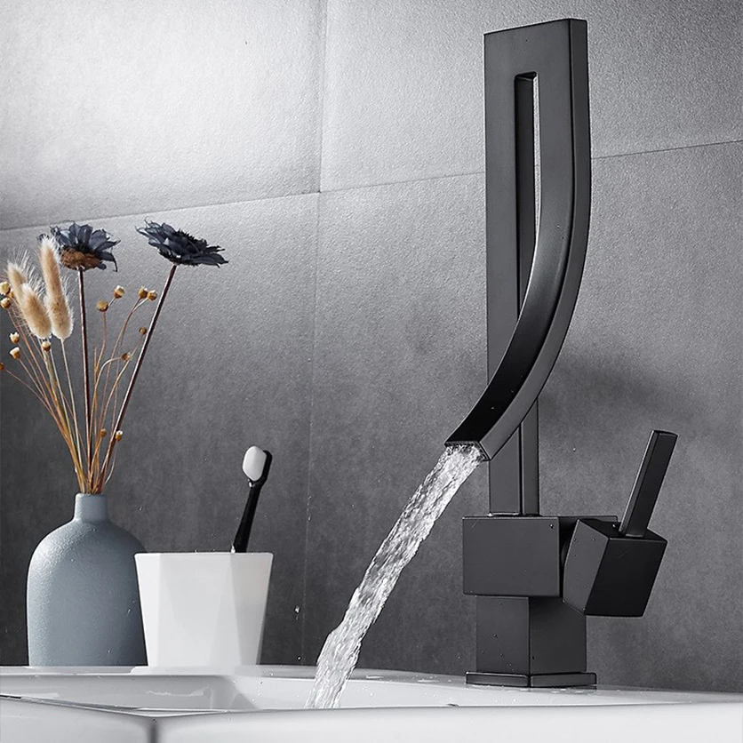 Brass Bathroom Square Basin Faucet Sink Mixer Tap Deck Mounted Hot And Cold Sink Mixer Tap Faucet Basin Faucet