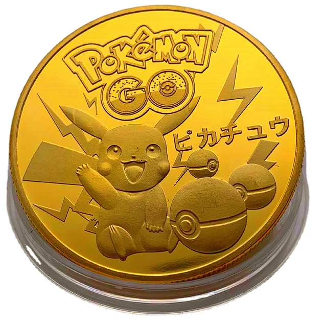 NEW Pokemon Anime Gold Plated Gold Coin Game Commemorative Coin Pikachu Gold Coin Game Collection Pokemon Cards Christmas 5