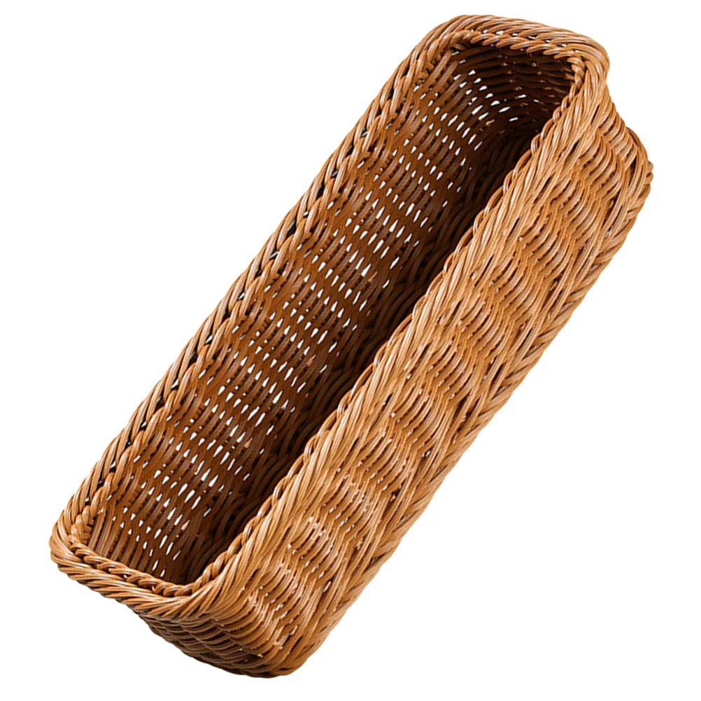 

Chic Sundry Basket Woven Baskets Cutlery Storage Imitation Rattan Snacks Food Holder Flatware