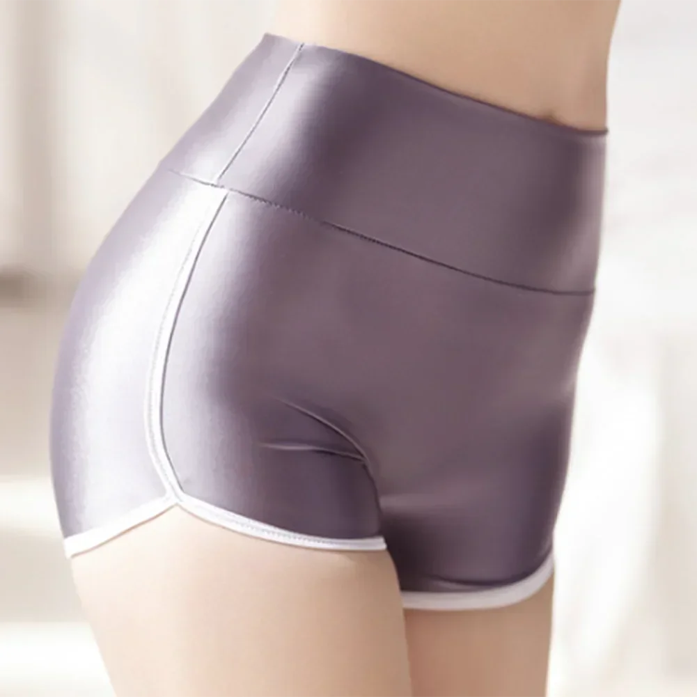 Women Sexy Oil Shiny Glossy Bikini Underwear Stretch Panties Breathable Lingerie Smooth Yoga Sports Shorts Ultra-Thin Underpants