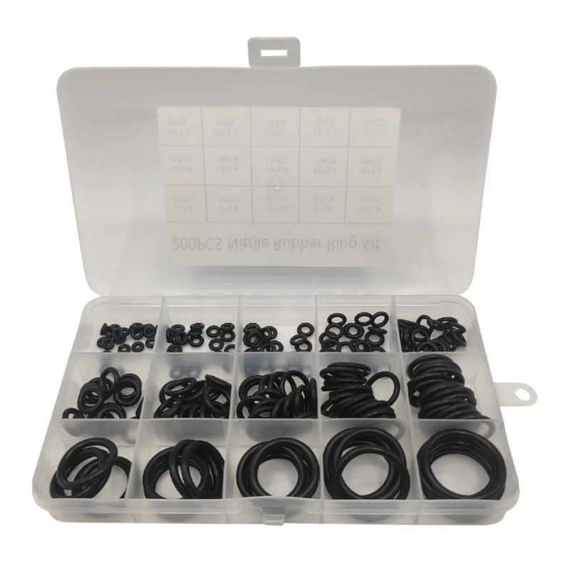 

200Pcs Rubber O Rings Washer Seals Assortment Assortment Set Electrical Gasket Dropship