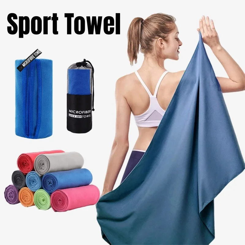 

Portable Sports Microfiber Towel with Mesh Bag, Quick Drying Sweat Absorption Beach Towels for Outdoor Camping, Gym Yoga, Hiking