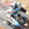 Electric 360° Rotation Launch Bullet Remote Control Robot 2.4G LED Lighting Sound Simulation Smoke Smart Sensing Rc Robot Toy 3