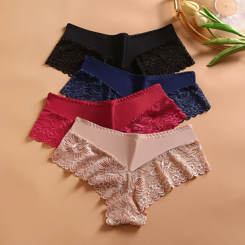 WarmSteps 3PCS Damenhöschen Weiche Spitze Boxer Atmungsaktive Dessous Bequeme Boyshorts Frau Satin Unterwäsche Sport Unterhose – Detail 2