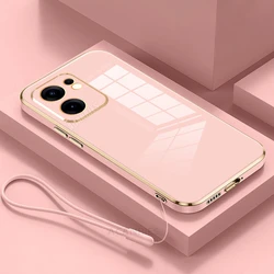 Luxury Plating Lanyard Silicone Shockproof Soft Back Case for Reno13 FS 5G (ZBSS Pink)