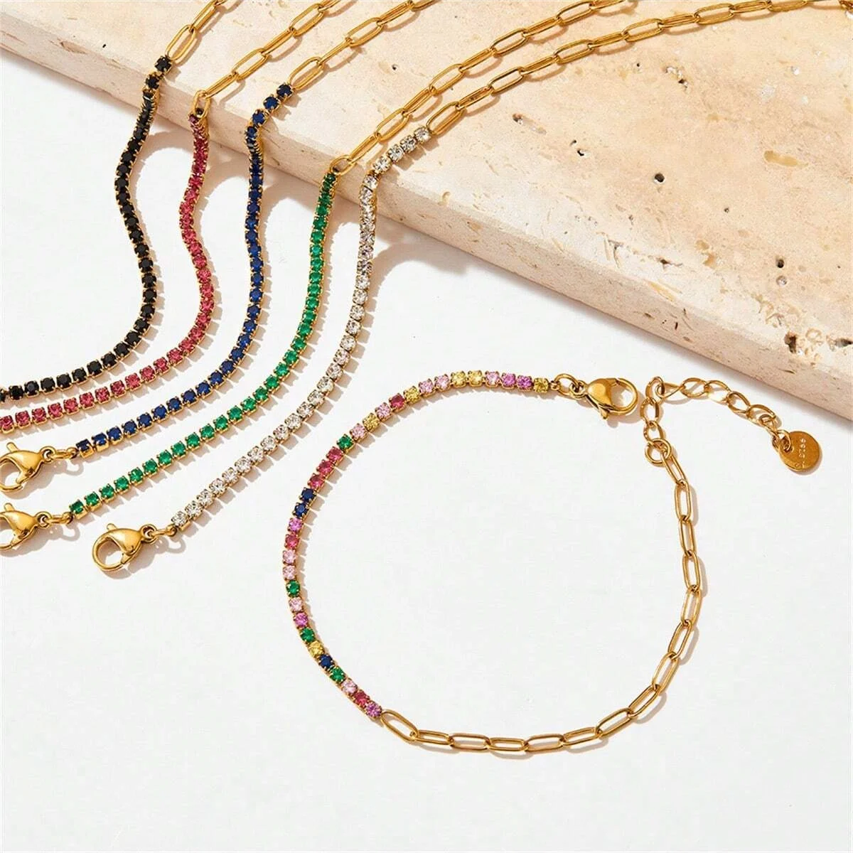 سوار من الفولاذ المقاوم للصدأ مطلي بالذهب للنساء ،...