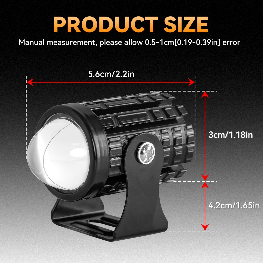 Motorcycle Headlight Super Bright LED Explorers Projector Fisheye Lens Fog Auxiliary Spotlights