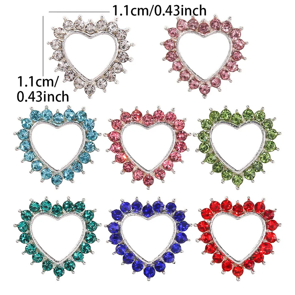 10 Pcs Metallic Nail Charms Heart Hollowed With Pink Red Blue Diamond 3D  DIY Valentines Nail Charms Decorations Supplies - AliExpress
