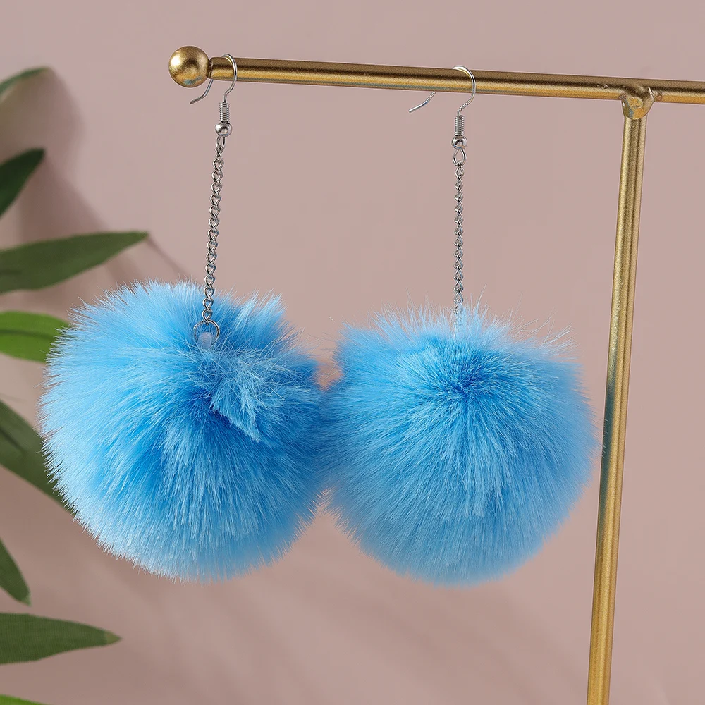 Aihua Colorful Fluffy Fur Pom Pom Earrings Soft Faux Rabbit Fur Ball Earrings for Women Kids Jewelry Gifts stud earrings dangle earrings hoop earrings drop earrings pendant earrings long earrings animal earrings golden earrings dome teardrop earrings safety pin earrings crystal tassel earrings crystal earrings fruit design earrings
