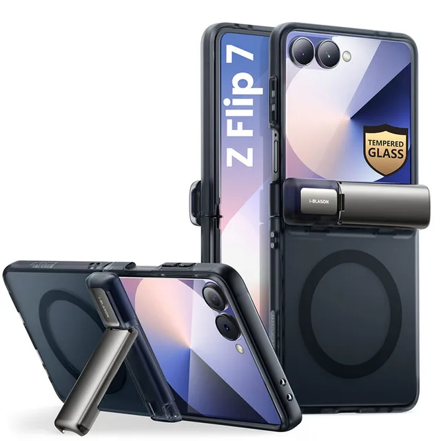 For Samsung Galaxy Z Flip 7 Case I-BLASON Cosmo Slim Matte Protective Magnetic Phone Case WITH Tempered Glass Screen Protector 1