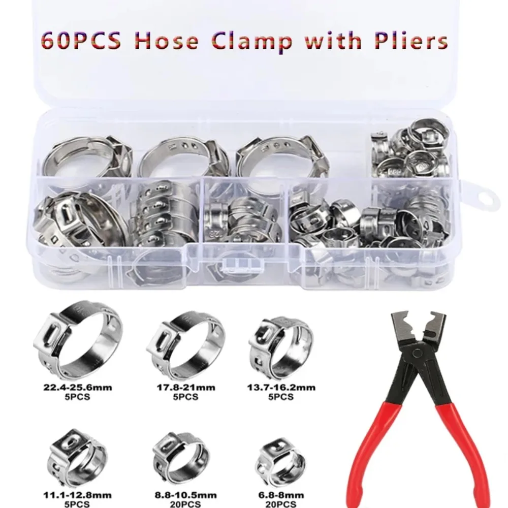 60PCS หรือคีมสปริงประเภทสายสูญญากาศท่อ CLAMP แรงดันต่ำ CLAMP CLAMP 6 มม./9 มม./10 มม./12 มม./14 มม./15 มม.ท่อ CLAMP 1