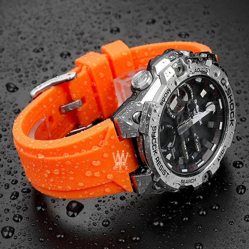 Cinturino in acciaio inossidabile con capocorda 24 * 16mm per Casio G-SHOCK GST-B200 GST-B200D Serie Orologi Cinturino da uomo Bracciale nero argento  1511