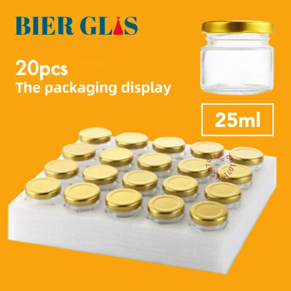 25ml Small Honey Jar Wedding Gift Guest Mini Glass Pot with Lid for Jam Label Sticker Bottles Container Storage Lots Wholesale 6