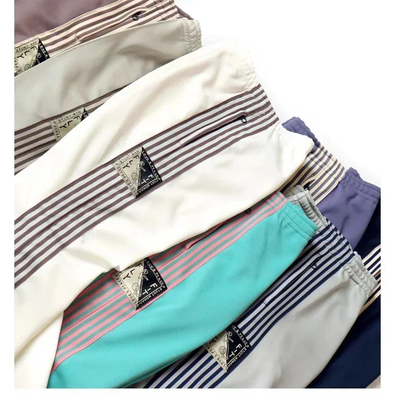 22aw Kapital Hirata and Hong Japan Style Tricolor Polyester Side Zipper Vertical Stripe Elastic Casual Popular Loose Pants 5