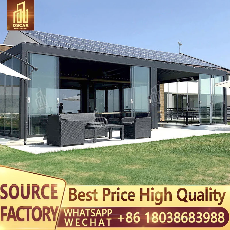Garraf-pérgola eléctrica Para decoración De jardín, nuevo diseño, hoja giratoria Para techo De exterior, pérgolas De Madera Para jardín