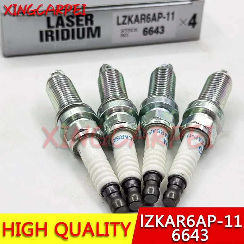 4 шт., Свеча зажигания для Nissan Qashqai X-Trail Micra Lafesta Cube March Note NV200 Livina LZKAR6AP11