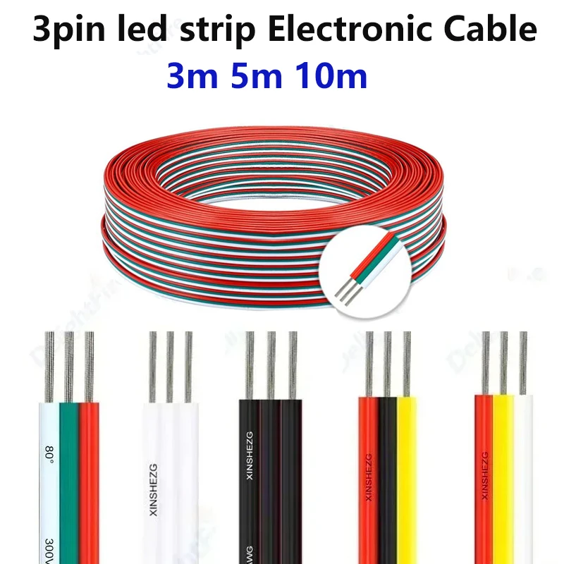 10m 22 AWG Electric Wire, 2 Wire Cable, Red Black, Tinned Copper Wire, Double Strand, Flexible PVC Cable For Single Color LED Strips, Extension Cable