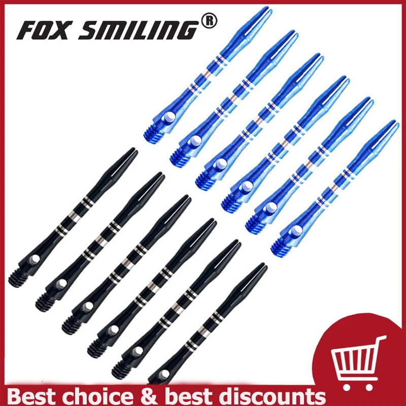 

12/6PCS 41mm Aluminium Darts Shafts 2BA For Professional Darts Fox Smiling Blue Black Colors Darts Accessories