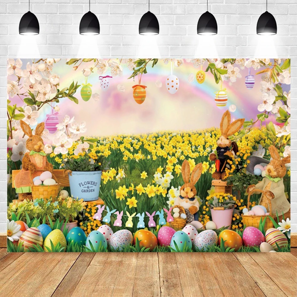 Printemps joyeux pâques Photo décors fleurs herbe bébé douche fête Portrait  bannière lapin pâques photographie fond - AliExpress, image size:1000x1000