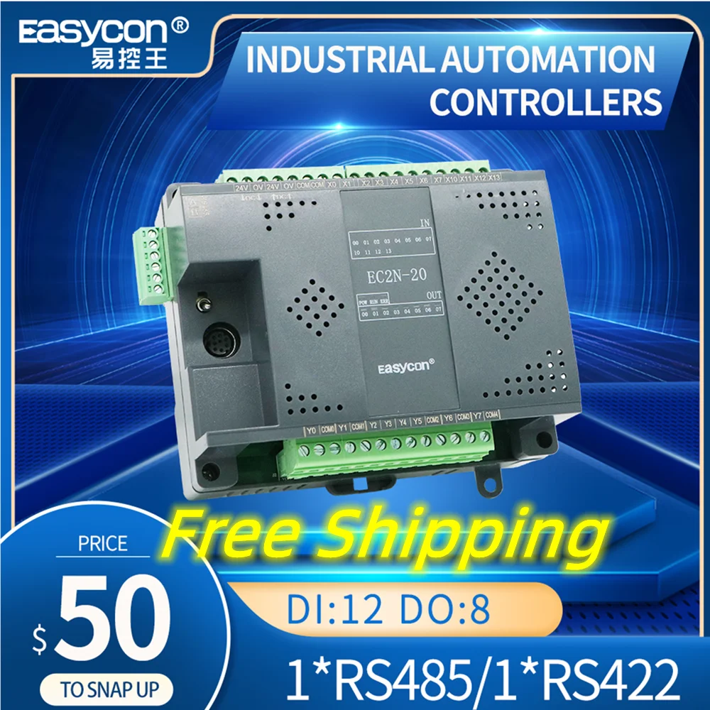 Easycon 12 DI 8 DO EC2N 20MR/MT PLC Programmable Logic Controller FX2N