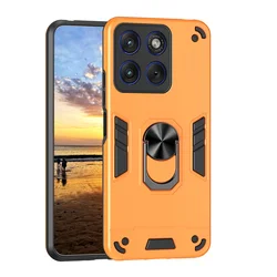 Durable Military Grade Magnetic Ring Stand Case - Rugged Shockproof Cover for Motorola Edge 70 Ultra (Orange)