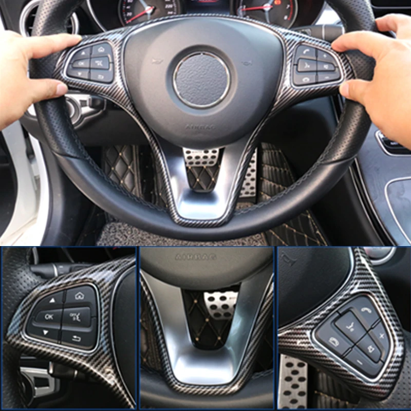 Обшивка Рамы рулевого колеса из АБС-углеволокна для Mercedes Benz W176 W246 W205 W213 W117 X156 X253 W166 X166 2014-2018 (art.: 3920c32d856cd) - 3920c32d856cd