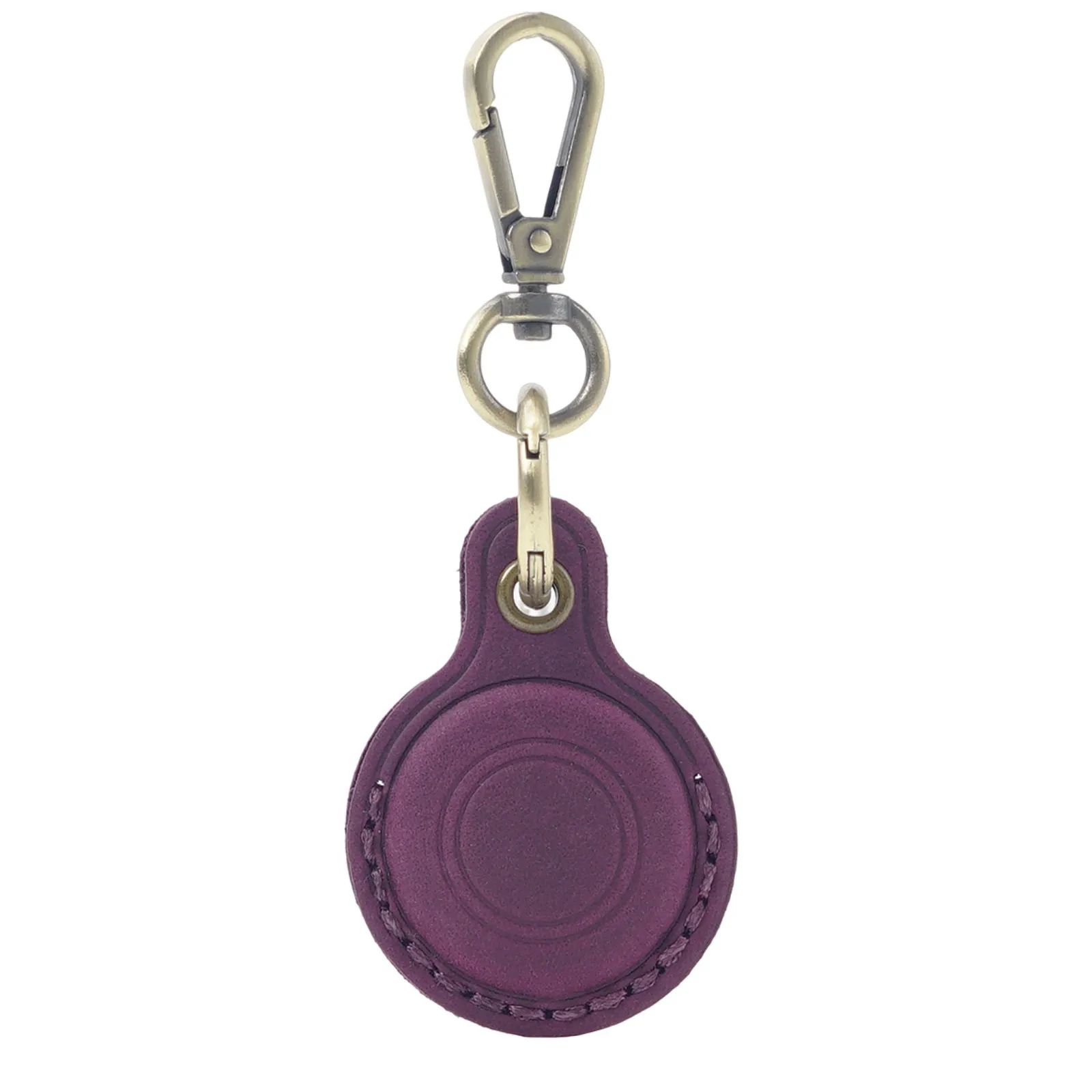 Elegant Leather Keychain Holder Case - Stylish GPS Tracker Cover with Key Ring