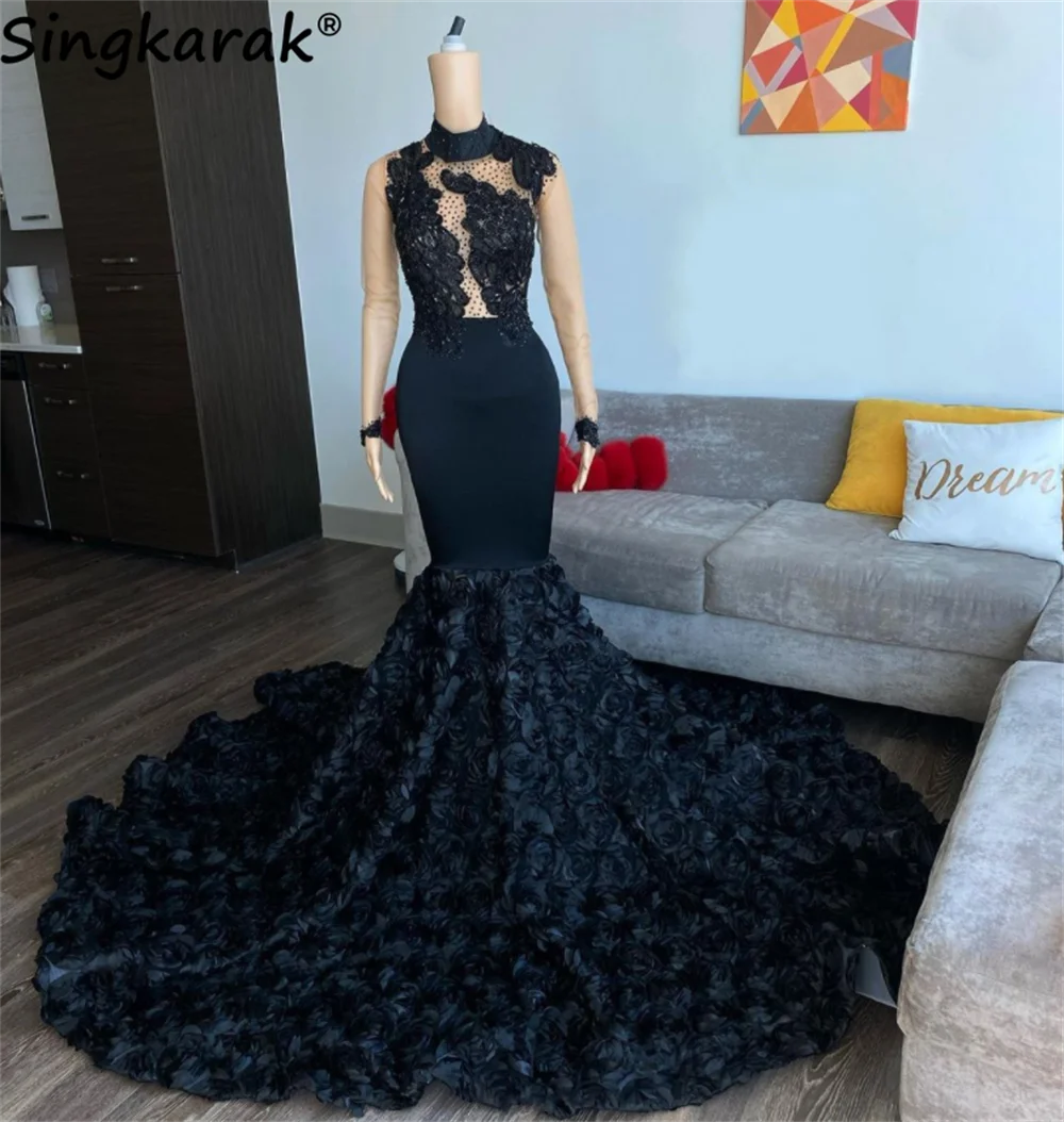 beautiful prom dresses New Arrival Luxury African Prom Dresses  Handmade Appliques Ruffles Birthday Party Dress Evening Gowns Formal Robe De Bal plus size prom dresses